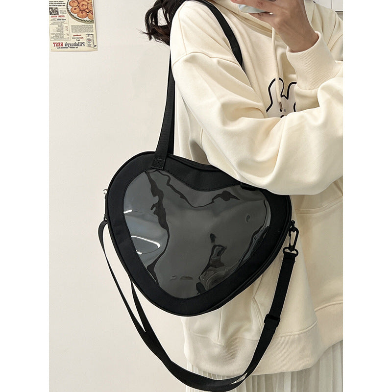 Simple Transparent Heart-Shaped Crossbody Bag for Women