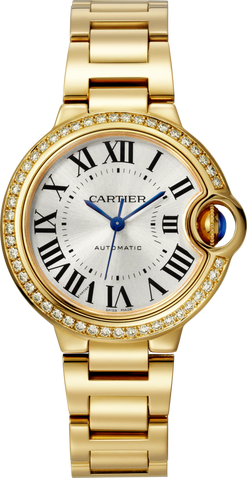 cartier ballon bleu 33 mm yellow gold & diamond lady's watch