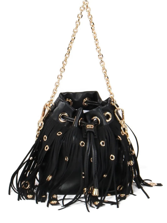 La Carrie mini fringed bucket bag