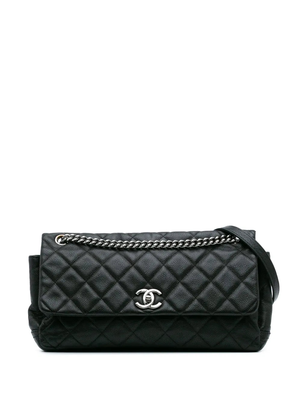 CHANEL 2012 Quilted Iridescent Caviar Lady Pearly Flap crossbody bag