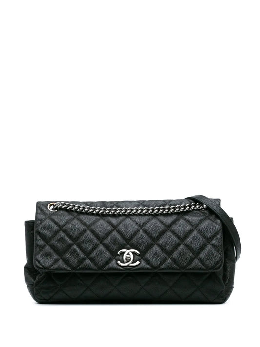 CHANEL 2012 Quilted Iridescent Caviar Lady Pearly Flap crossbody bag