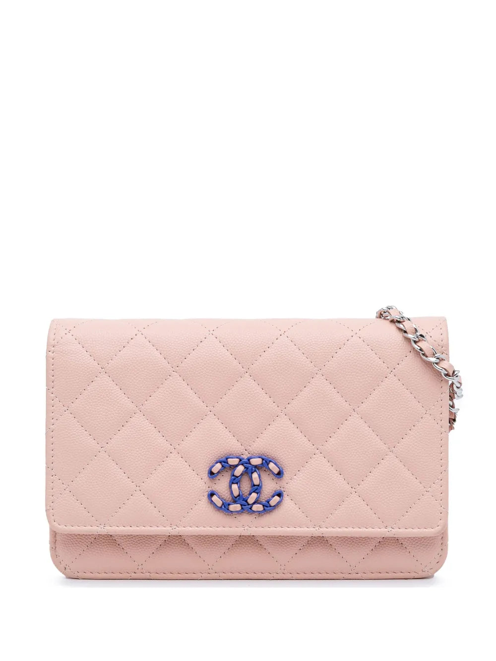 CHANEL 2021 2024 CC Quilted Caviar Wallet On Chain crossbody bag