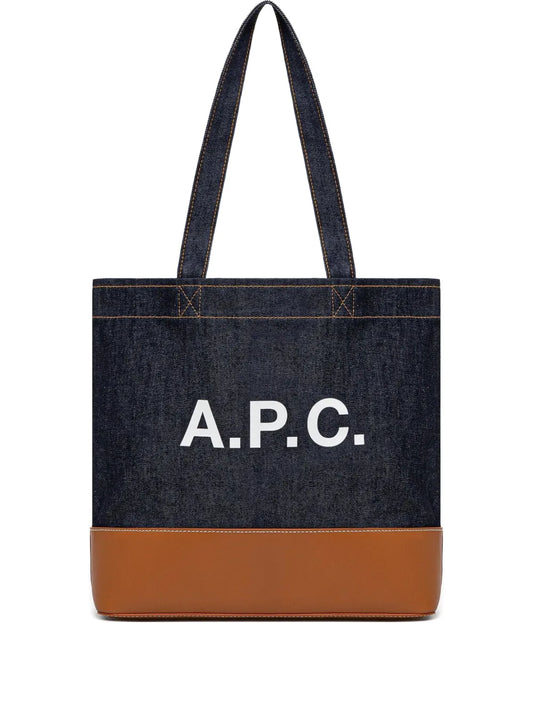 A.P.C. Axel leather base denim tote bag