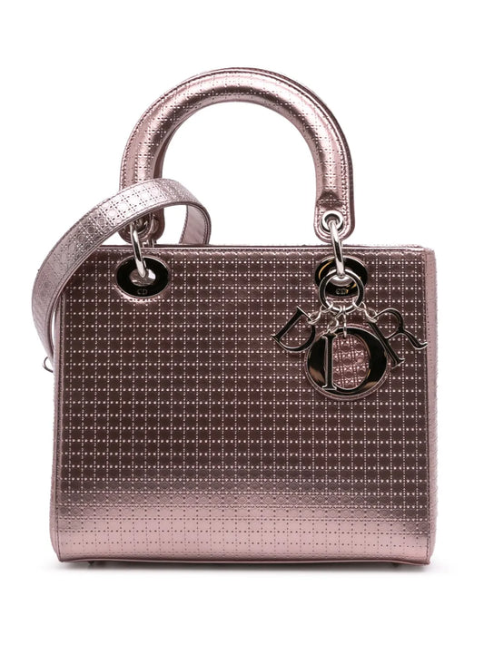 Christian Dior 2016 Medium Metallic Patent Microcannage Lady Dior satchel