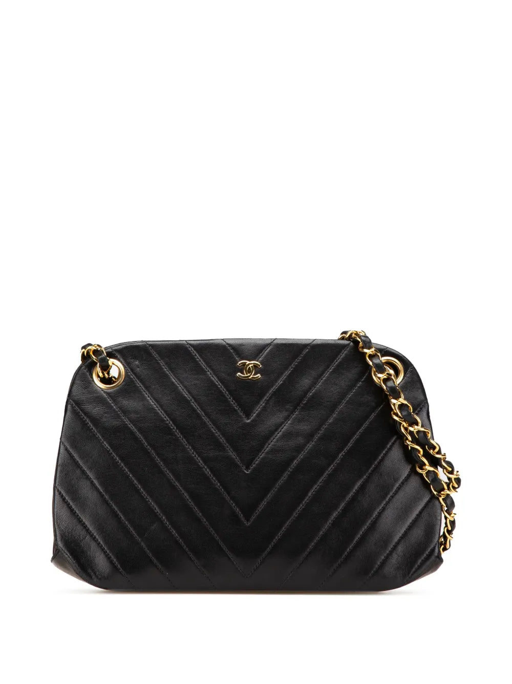 CHANEL 1989 1991 CC Chevron Lambskin Frame Chain shoulder bag