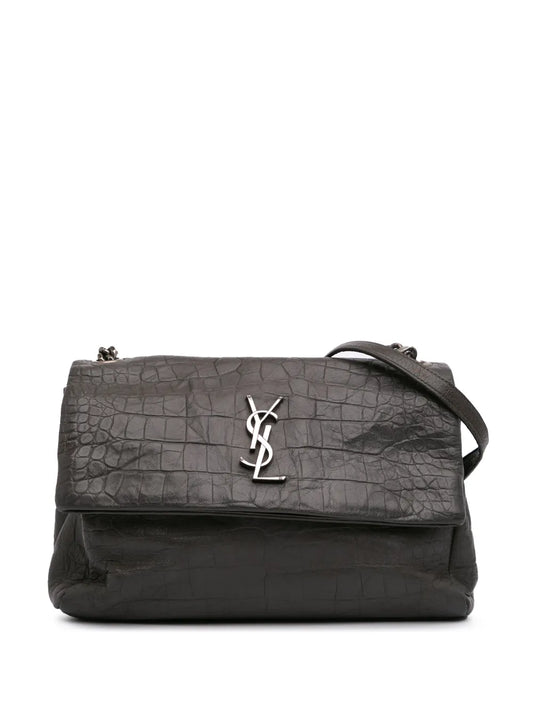 Saint Laurent 2017 Medium Croc Embossed Calfskin Monogram West Hollywood crossbody bag