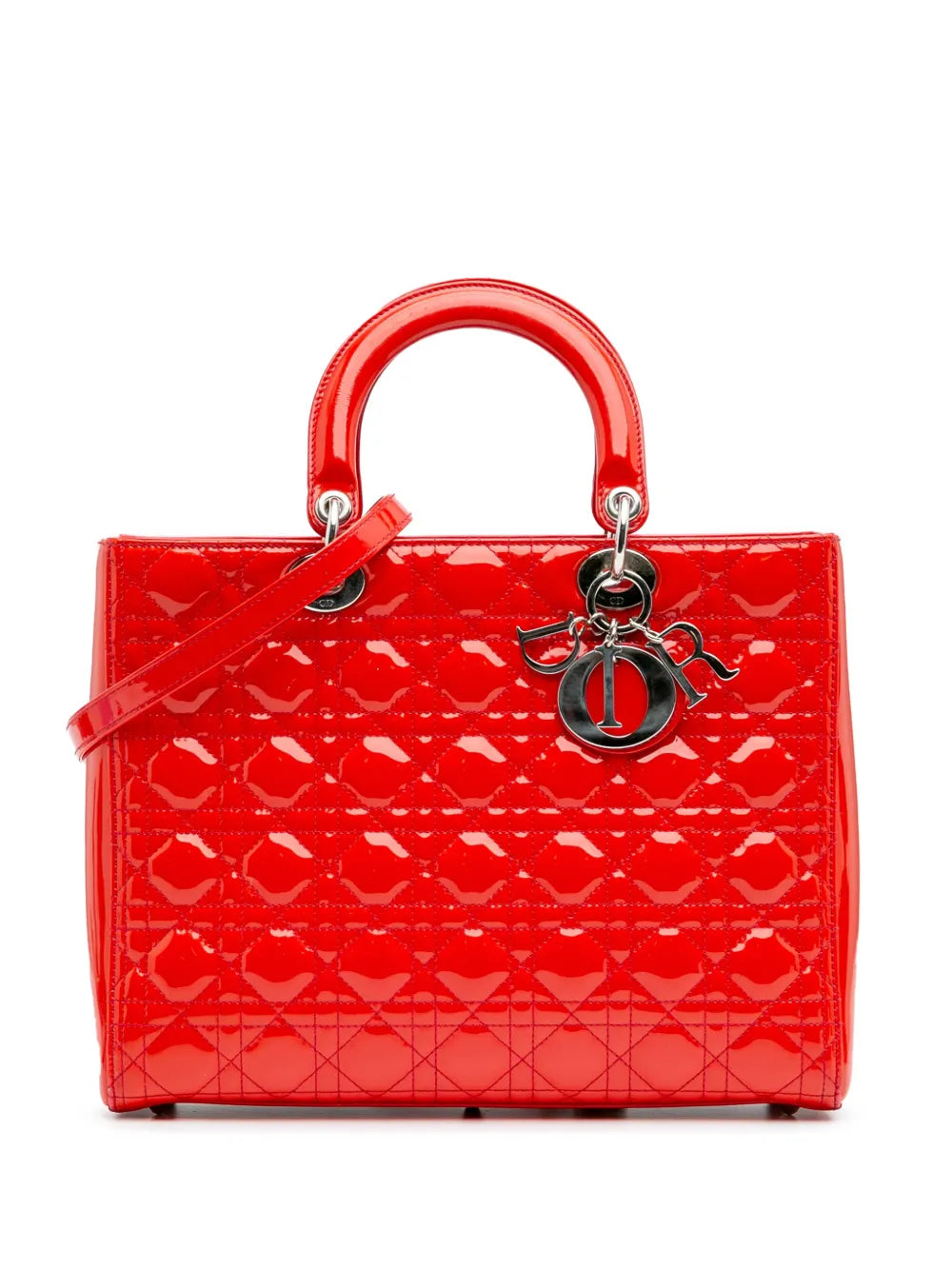 Christian Dior 2012 Large Patent Cannage Lady Dior satchel