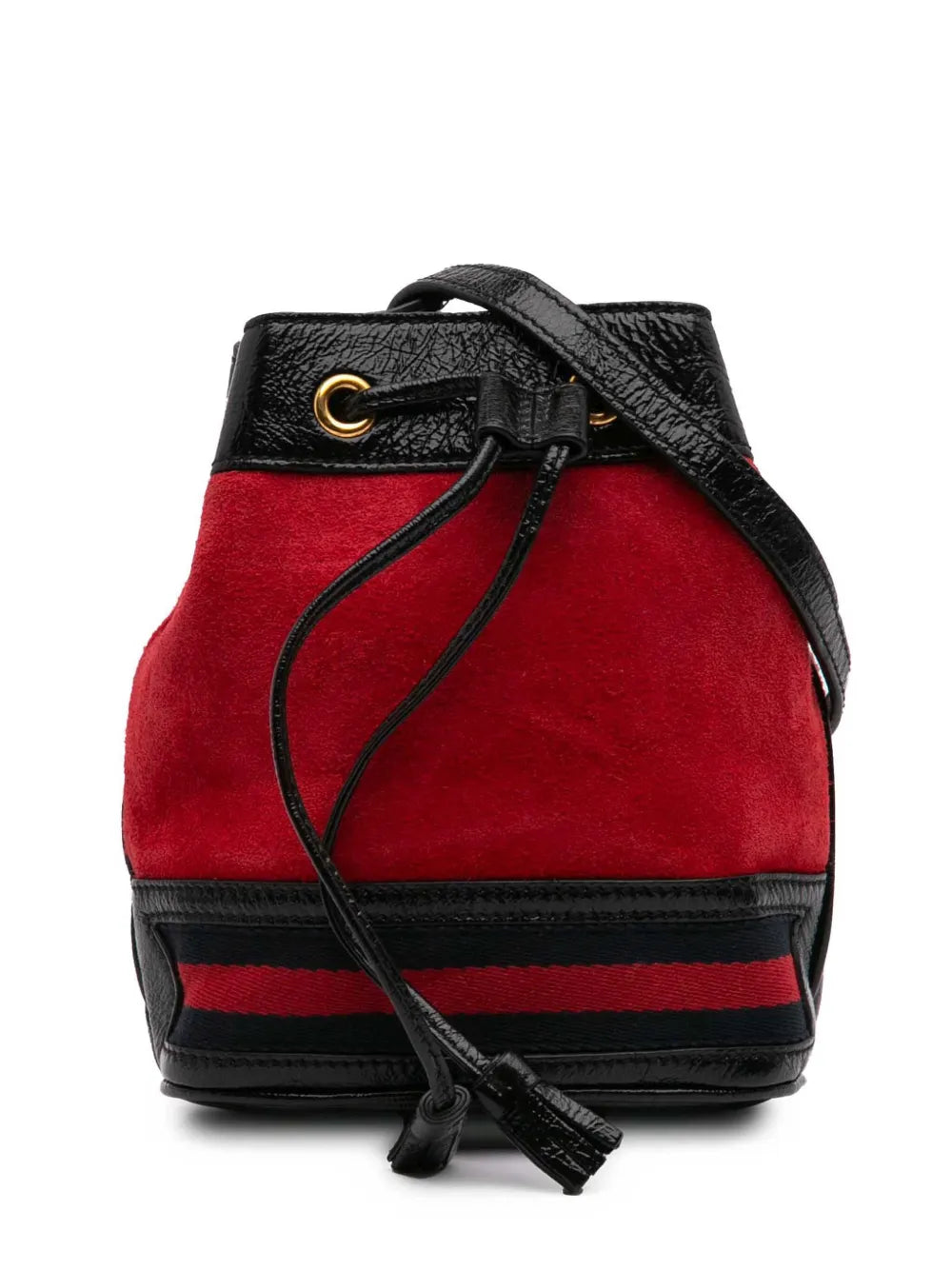 Gucci 2016 2024 Mini Suede and Patent Web Ophidia bucket bag