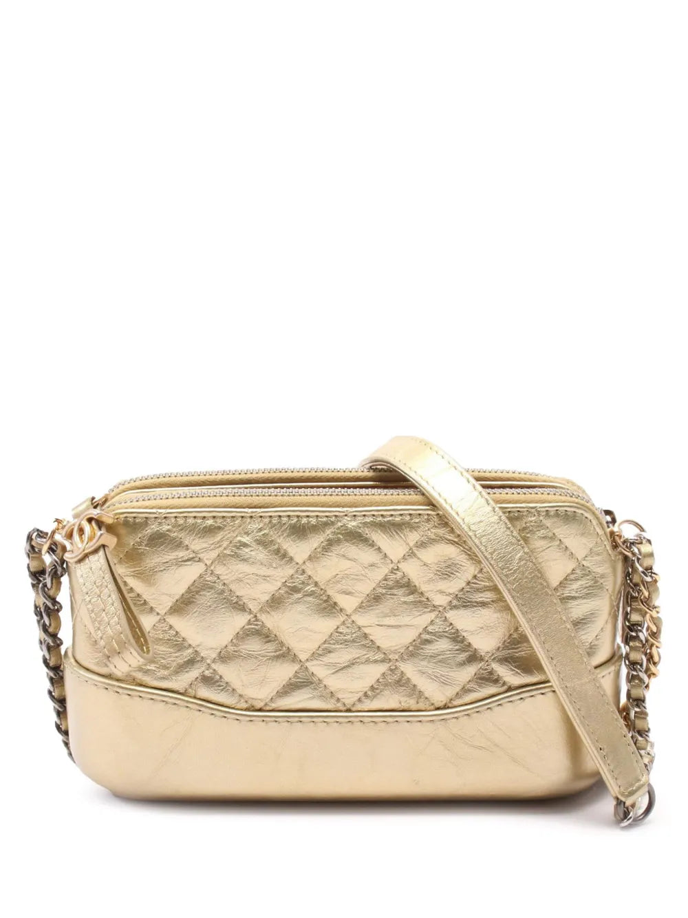 CHANEL 2018 Quilted Metallic Aged Calfskin Gabrielle Clutch With Chain shoulder bag