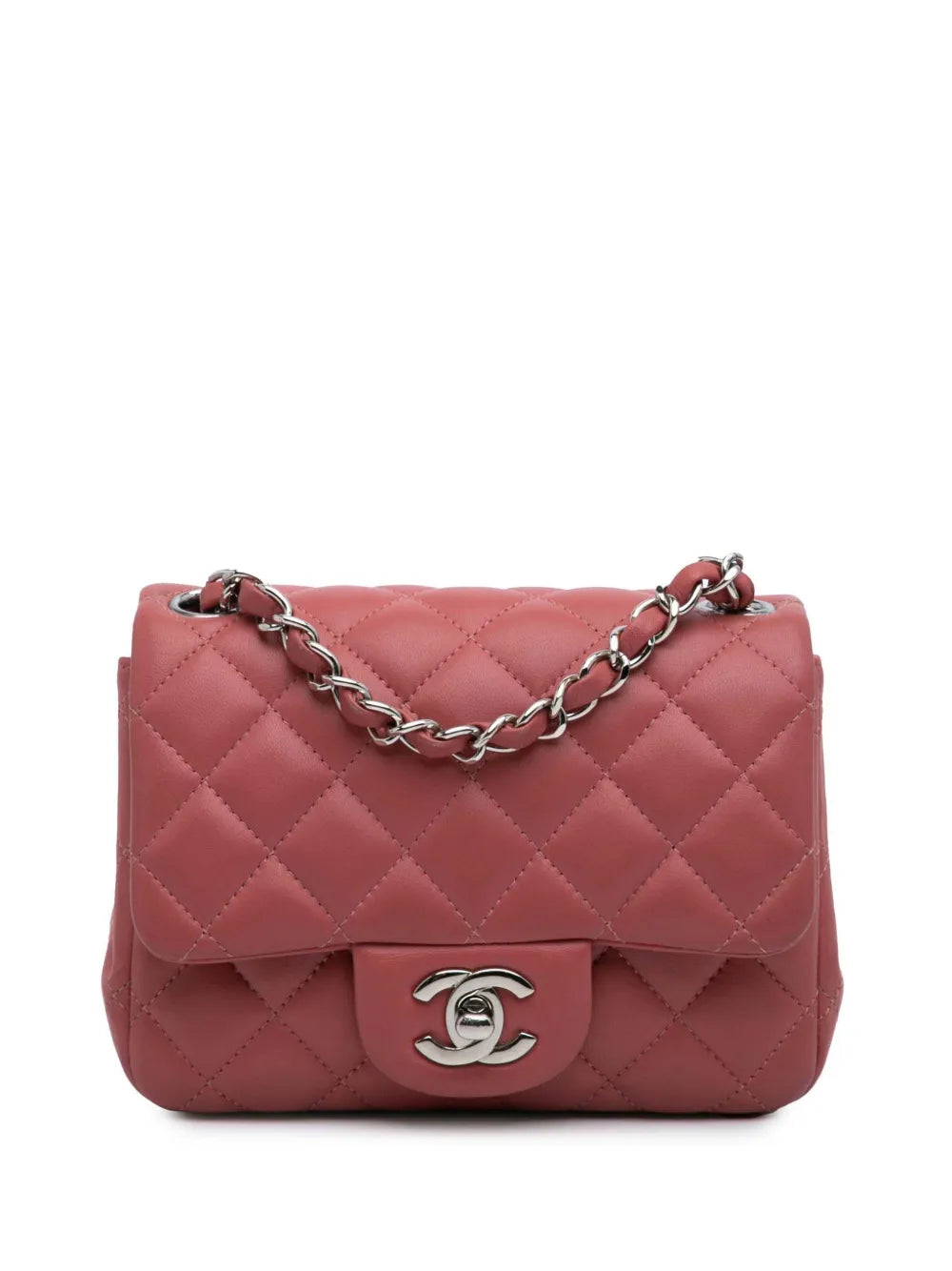 CHANEL 2019 Mini Square Classic Lambskin Single Flap crossbody bag