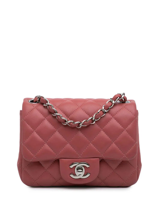 CHANEL 2019 Mini Square Classic Lambskin Single Flap crossbody bag