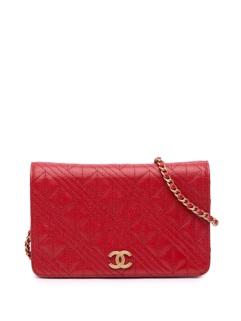 CHANEL 2018 CC Mixed Quilt Caviar Wallet On Chain crossbody bag