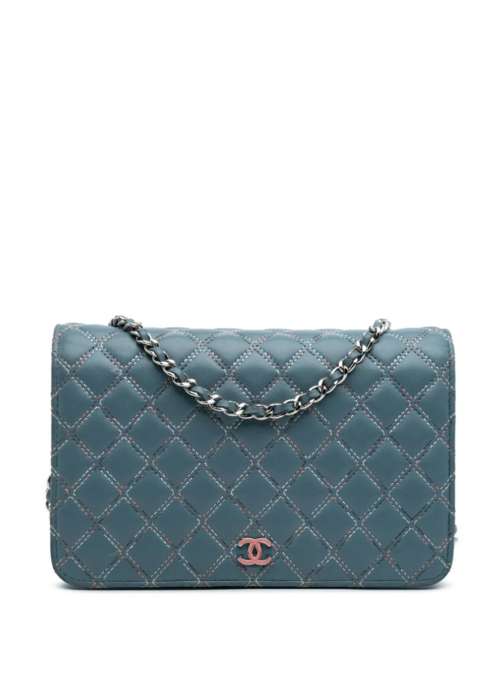 CHANEL 2019 Quilted Lambskin Double Stitch Wallet On Chain crossbody bag