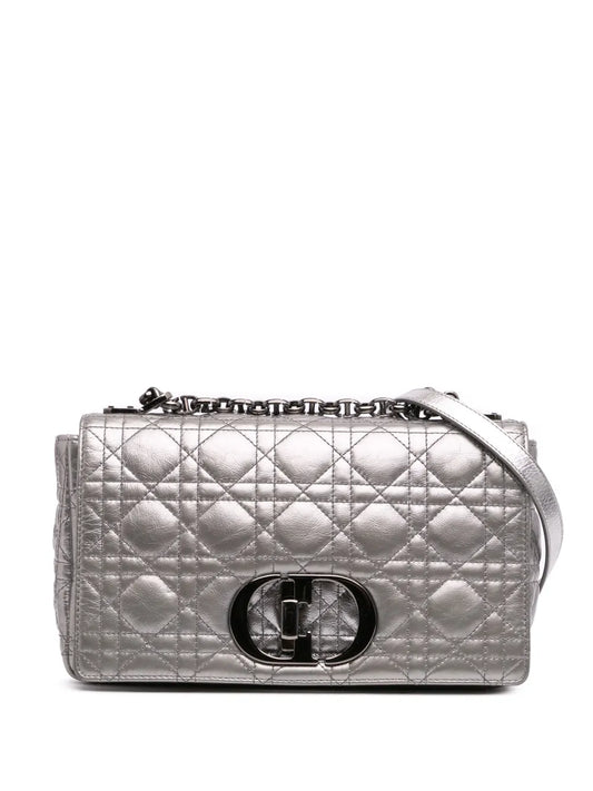 Christian Dior 2021 Medium Metallic Calfskin Cannage Supple Caro Bag crossbody bag