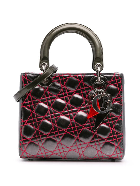 Christian Dior 2011 Anselm Reyle Medium Metallic Lambskin Cannage Lady Dior satchel