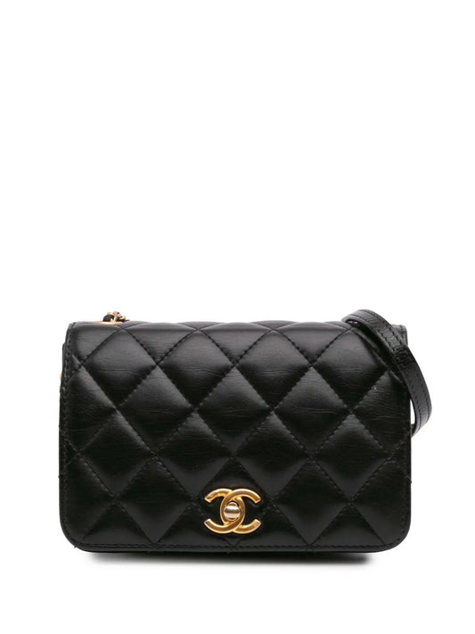 CHANEL 2019 Mini CC Quilted Lambskin Full Flap crossbody bag