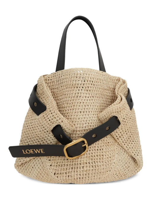 LOEWE mini Punch Hole rafia crochet cross body bag