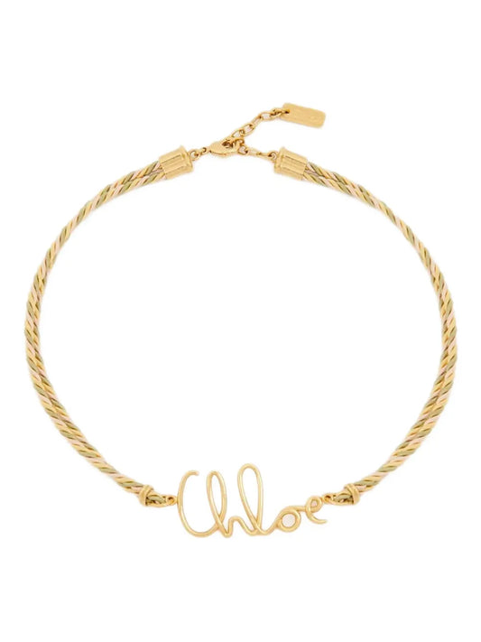 Chloé Plage braided cord logo necklace