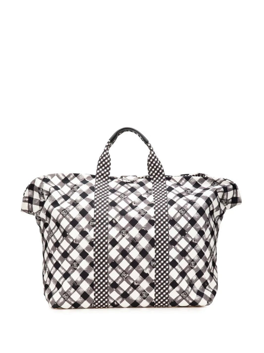 CHANEL 2010 2011 Printed Canvas Gingham Weekender tote bag