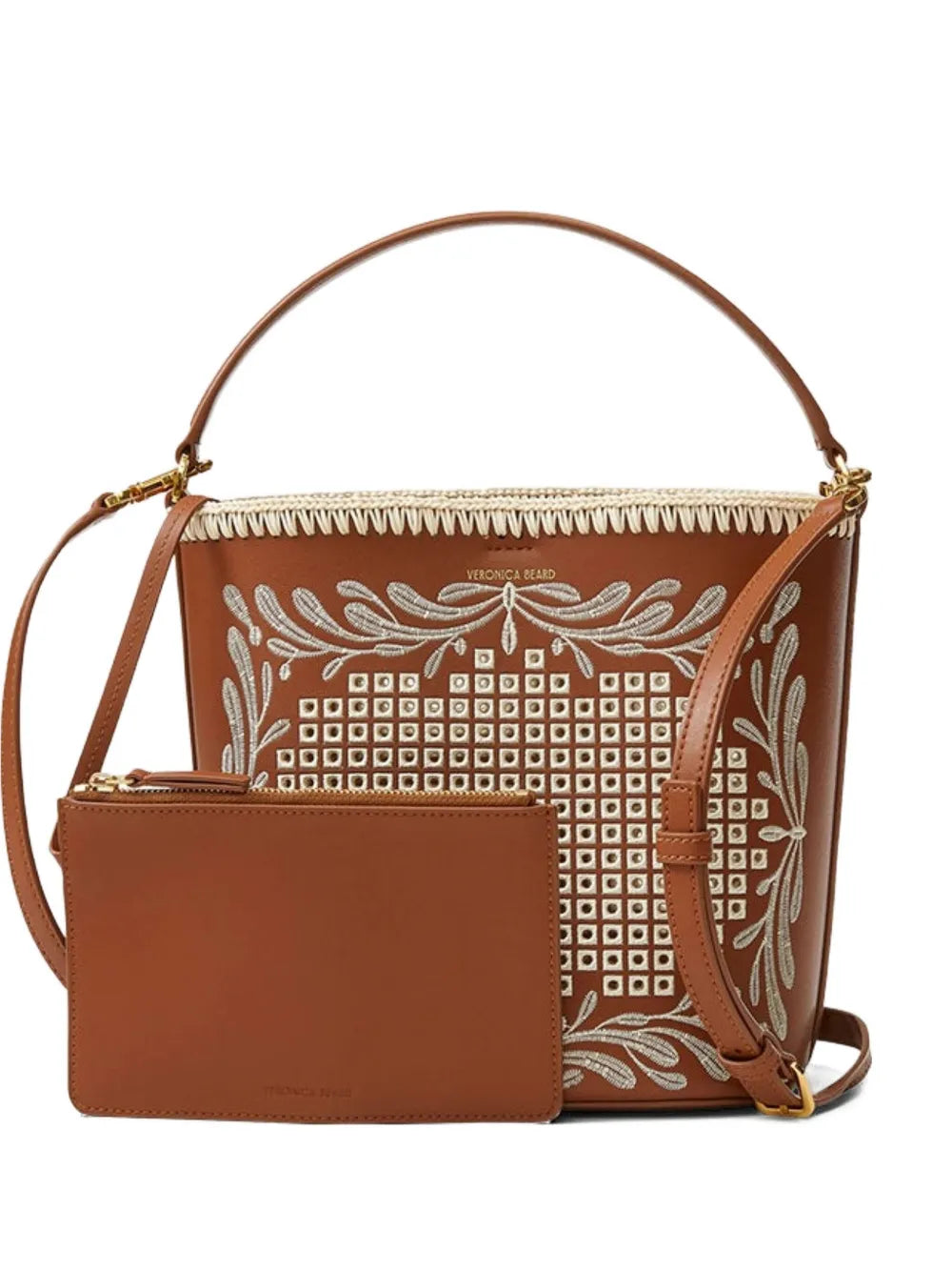 Veronica Beard small Eyelet Feedbag embroidered bucket bag