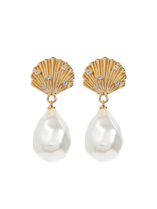 Self-Portrait shell shaped faux pearl drop earrings