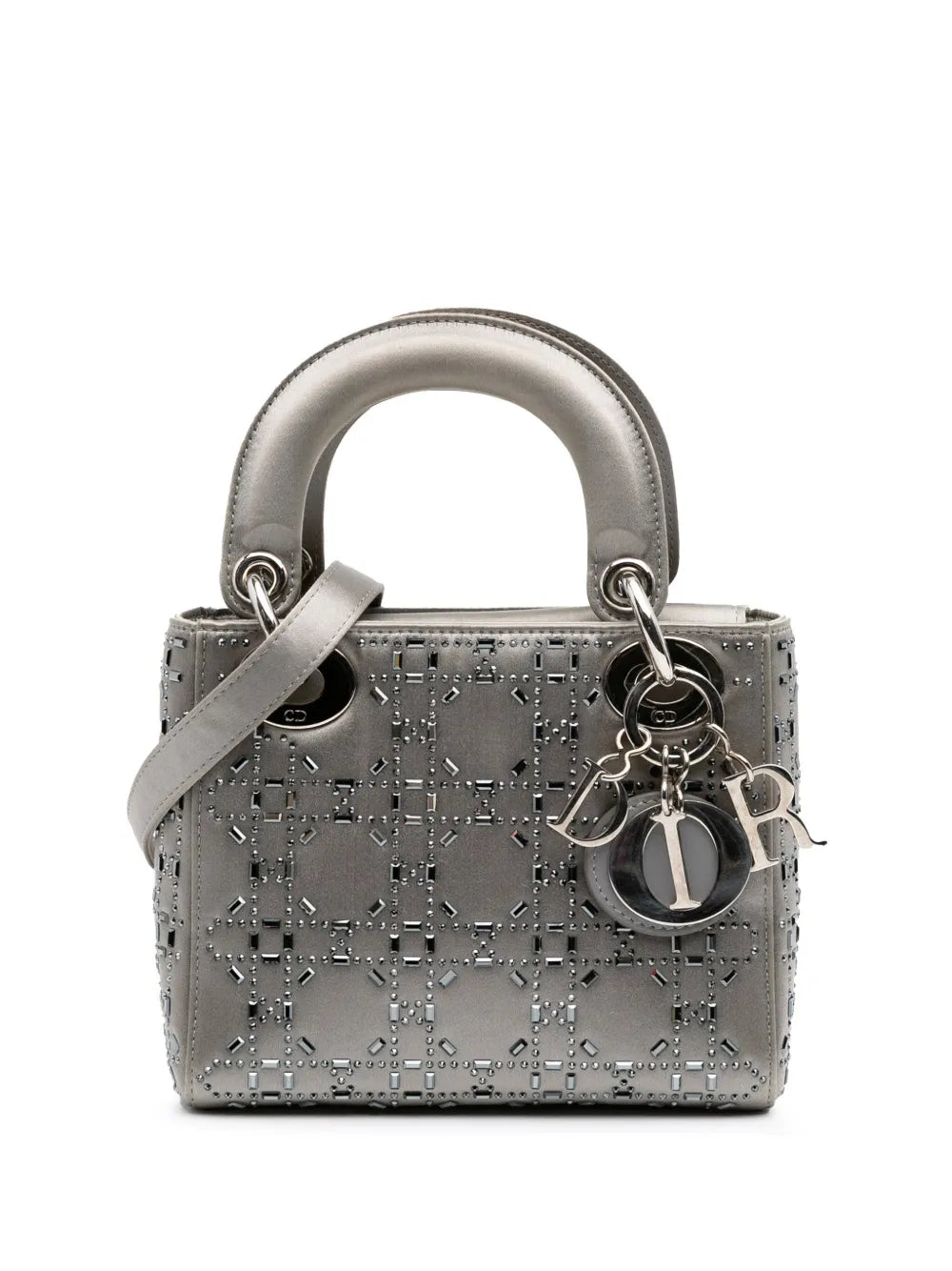 Christian Dior 2018 Mini Satin Cannage Strass Crystal Embellished Lady Dior satchel