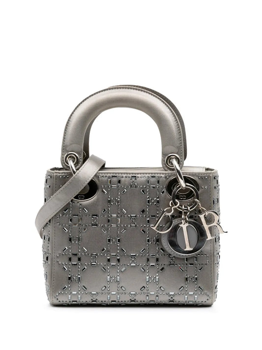 Christian Dior 2018 Mini Satin Cannage Strass Crystal Embellished Lady Dior satchel