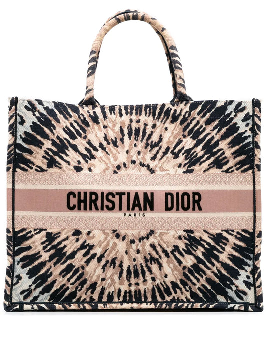 Christian Dior 2020 Large Embroidered Canvas Tie Dye Book tote bag