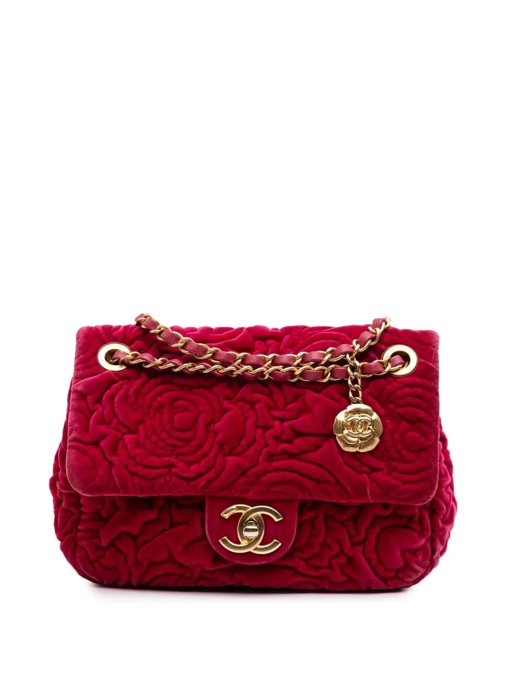 CHANEL 2021 2025 Mini Velvet Camellia Flap shoulder bag