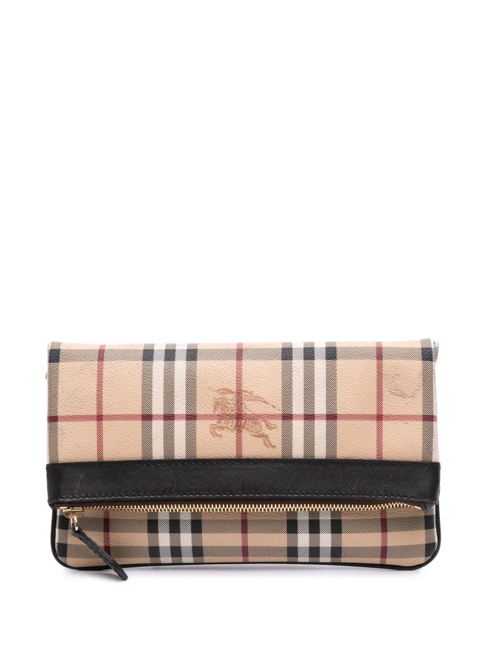 Burberry 2000 2017 Haymarket Check Coated Canvas Adeline Fold over clutch bag
