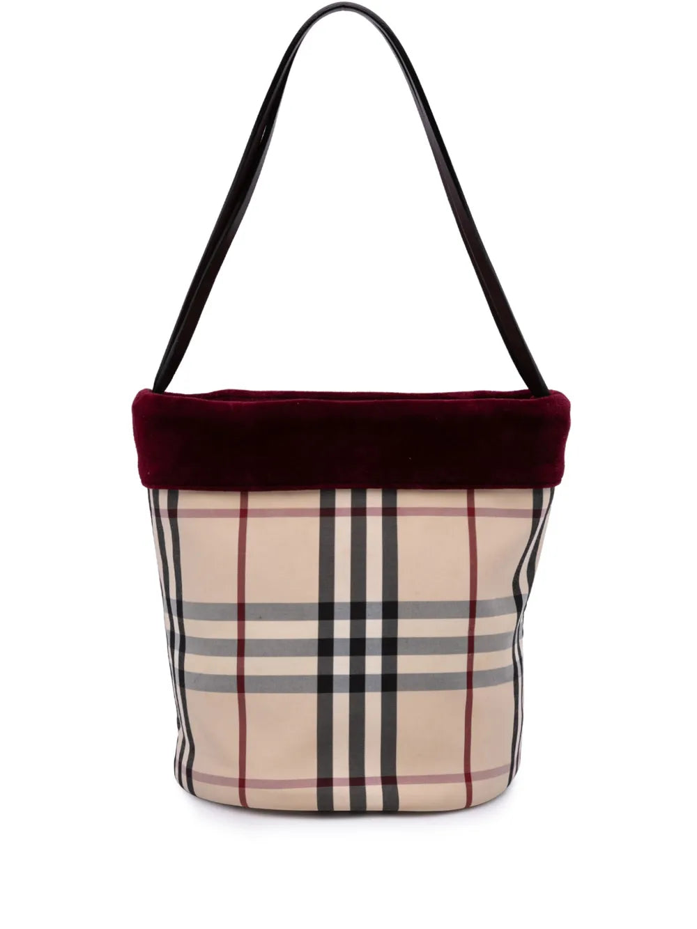 Burberry 2000 2017 Velvet Trimmed House Check Canvas bucket bag
