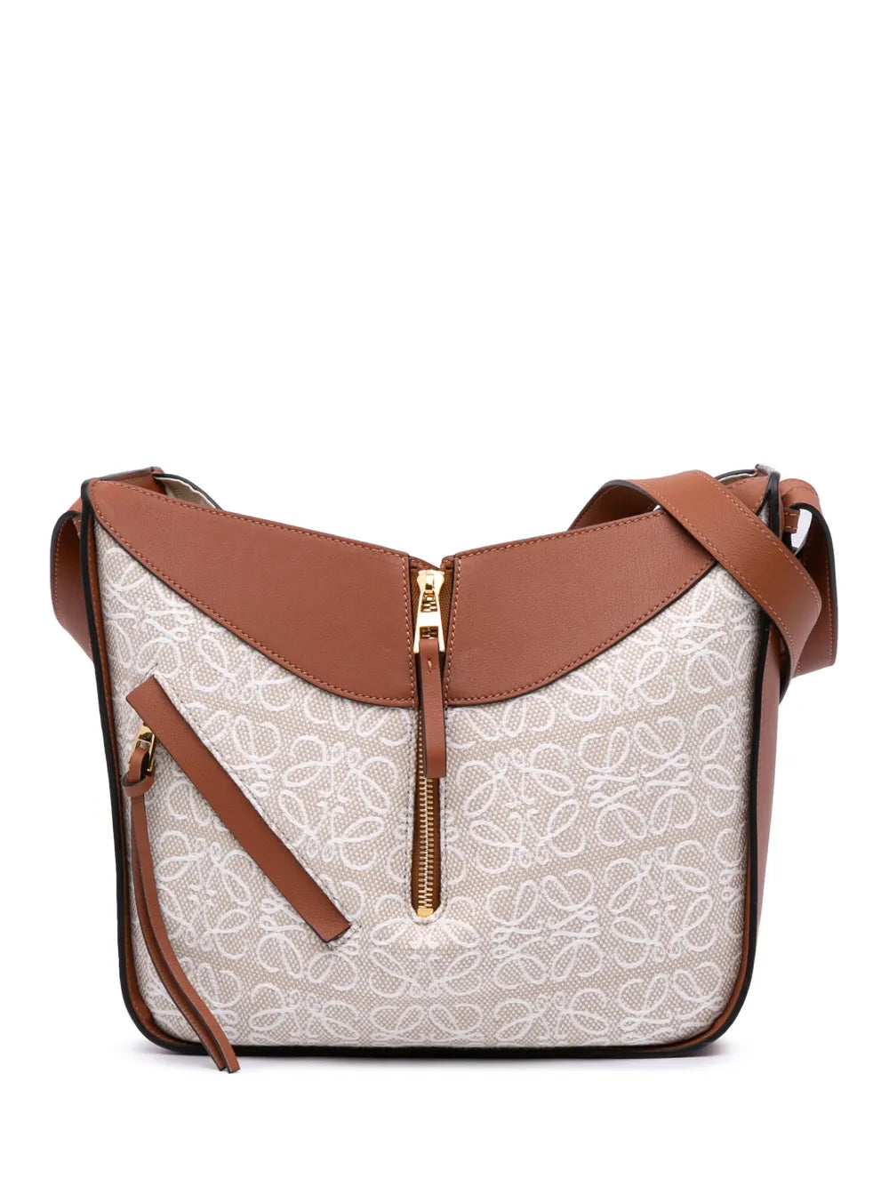 Loewe 2021 Small Leather and Anagram Canvas Hammock Bag satchel