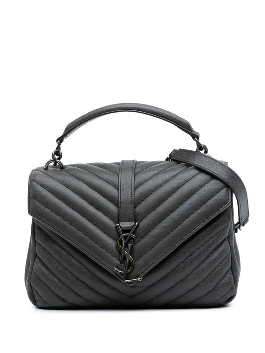 Saint Laurent 2015 Medium Monogram Chevron Sheepskin College satchel