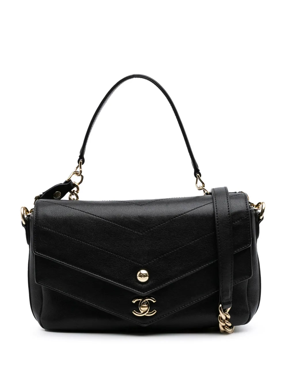 CHANEL 2018 2019 Mini Quilted Sheepskin Double Chevron Flap satchel