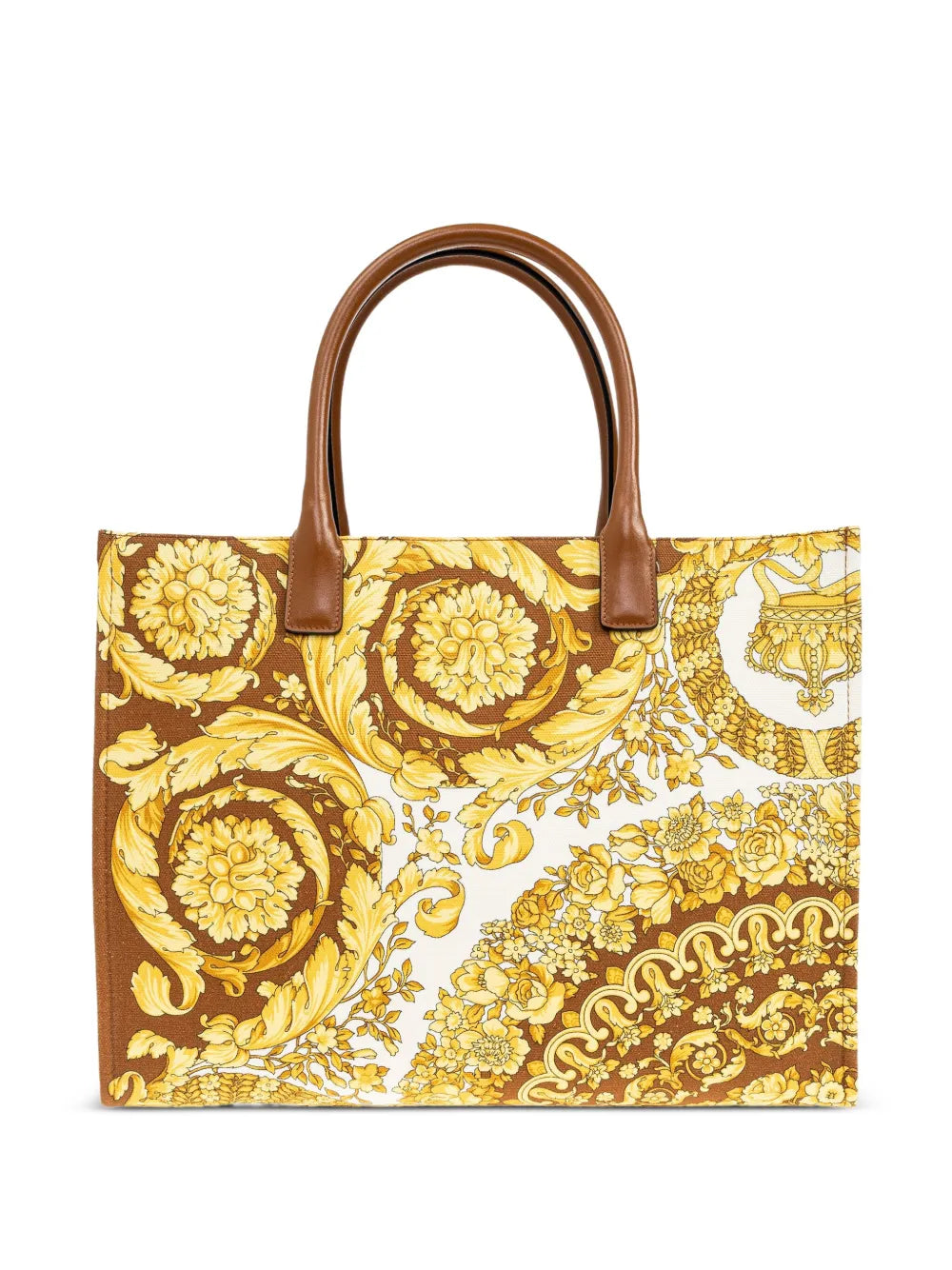 Versace baroque print logo appliqué tote bag