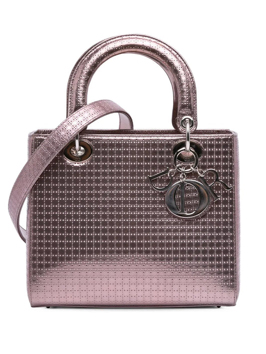 Christian Dior 2016 Medium Metallic Patent Microcannage Lady Dior satchel