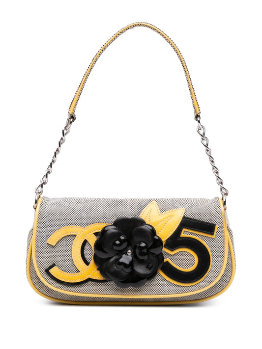 CHANEL 2005 2006 Canvas CC Camellia No. 5 shoulder bag