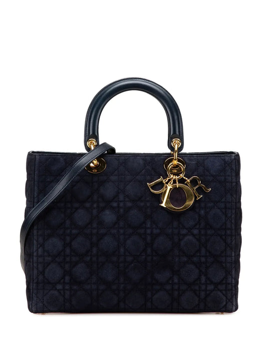 Christian Dior 2007 Large Suede Cannage Lady Dior satchel