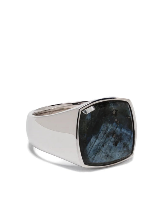 Tom Wood cushion cut larvikite signet ring