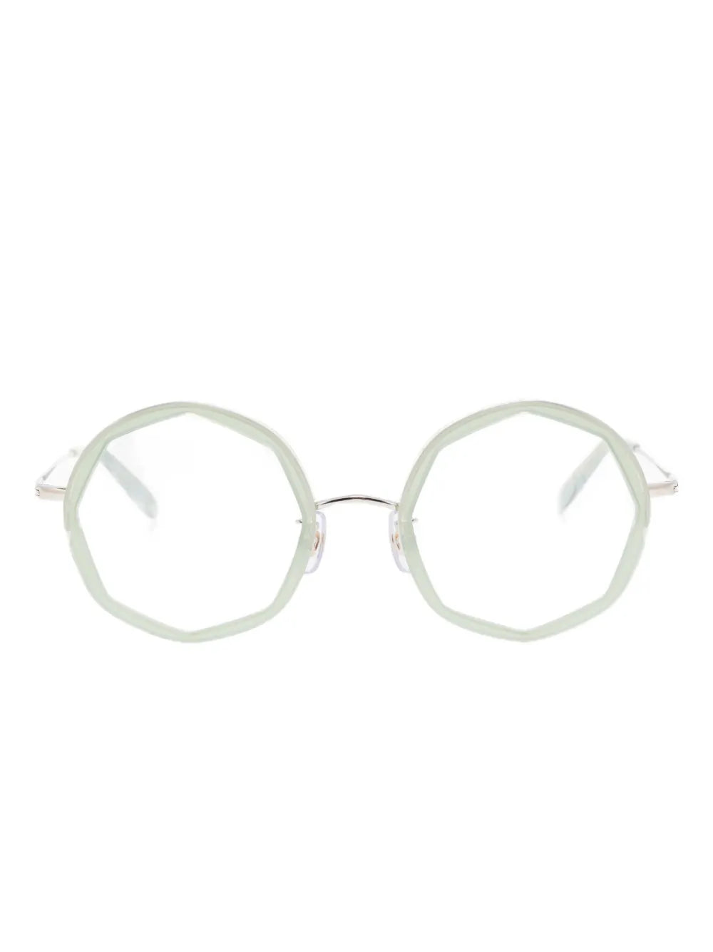 Megane and Me geometric frame glasses