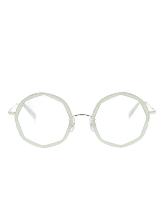 Megane and Me geometric frame glasses