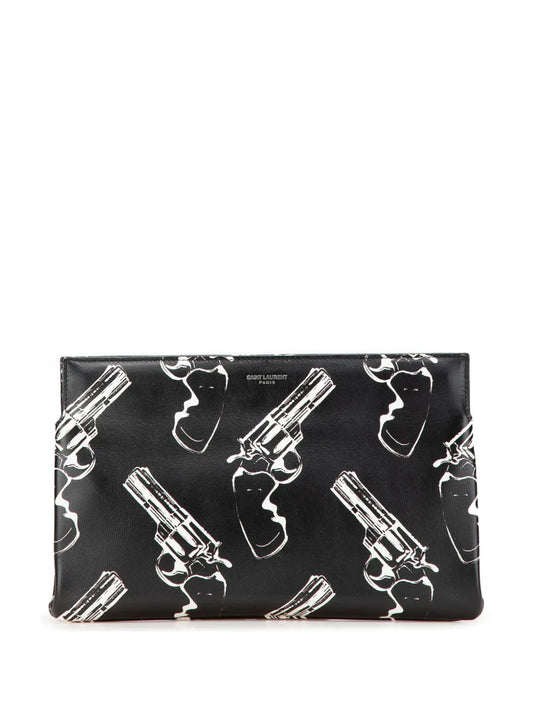 Saint Laurent 2014 Leather Gun Pop Print clutch bag
