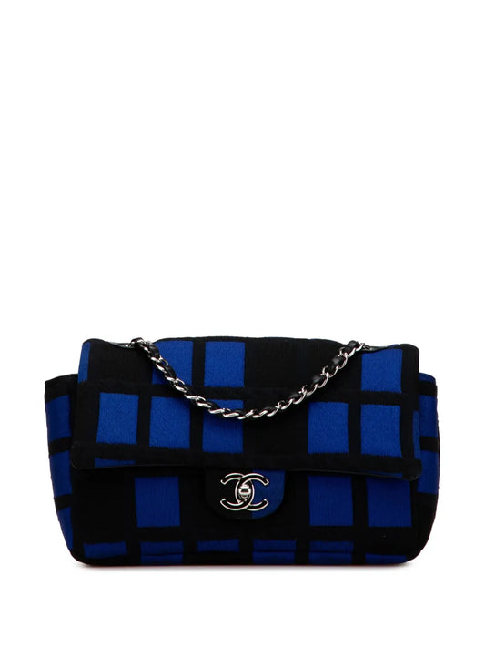 CHANEL 2013 2014 Medium Jersey Grid Single Flap shoulder bag
