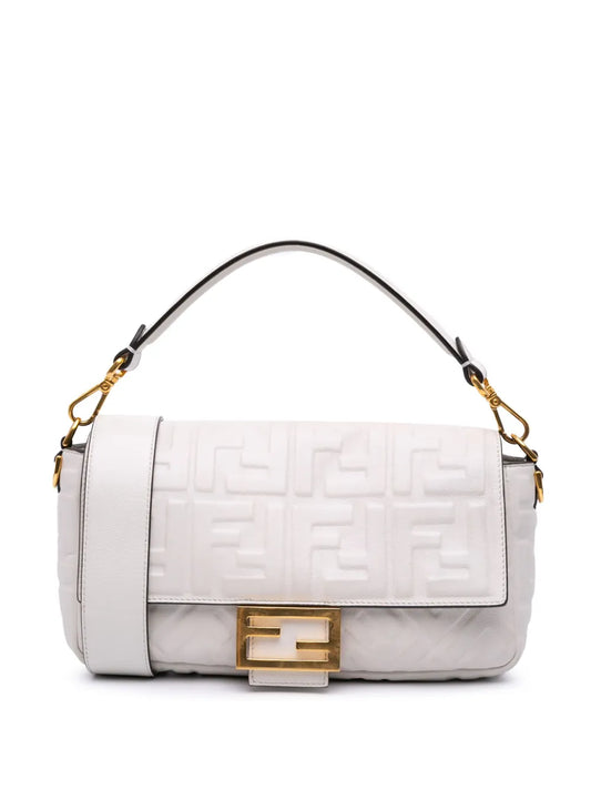 Fendi 2010 2025 Zucca Embossed Leather Baguette satchel