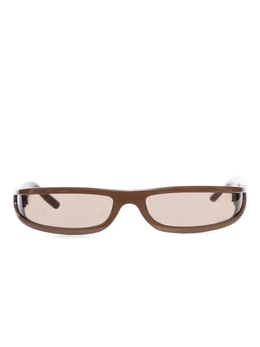 Rick Owens curved temple rectangle sunglasses