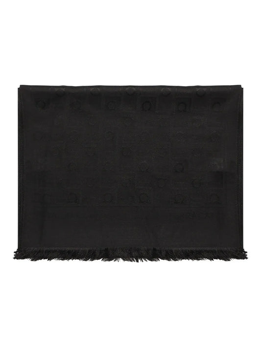 Ferragamo Gancini pattern fringed scarf