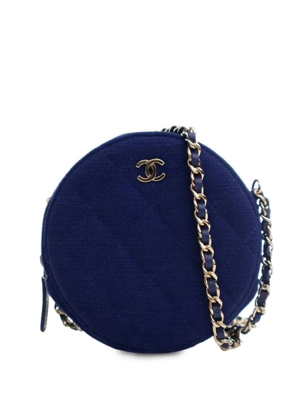 CHANEL 2019 CC Quilted Jersey Round Clutch with Chain crossbody bag