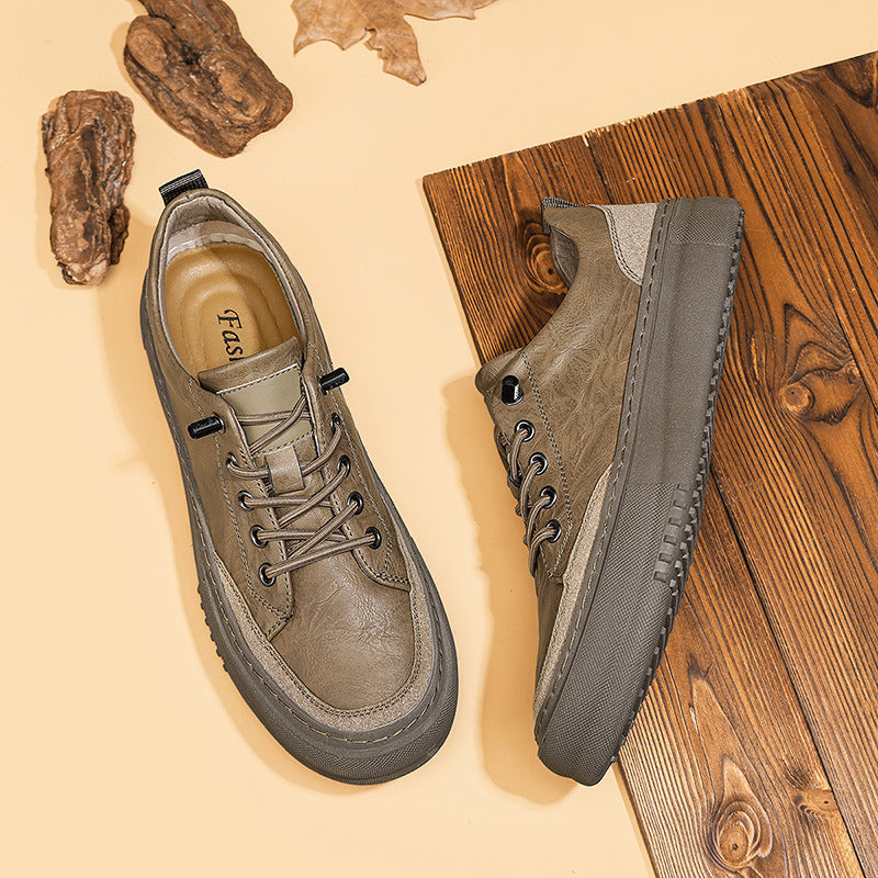 Men’s Leather Shoes British Round Toe – Elegant & Comfortable