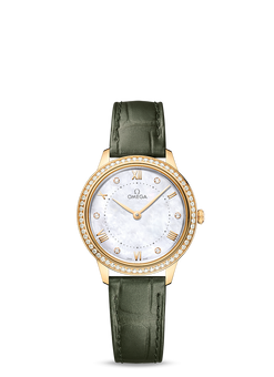 omega de ville prestige quartz 18k yellow gold & diamonds lady's watch