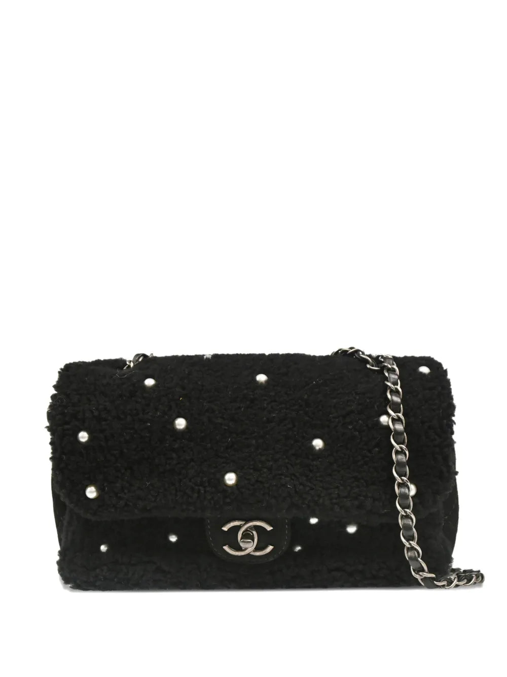 CHANEL 2014 pearl shearling shoulder bag